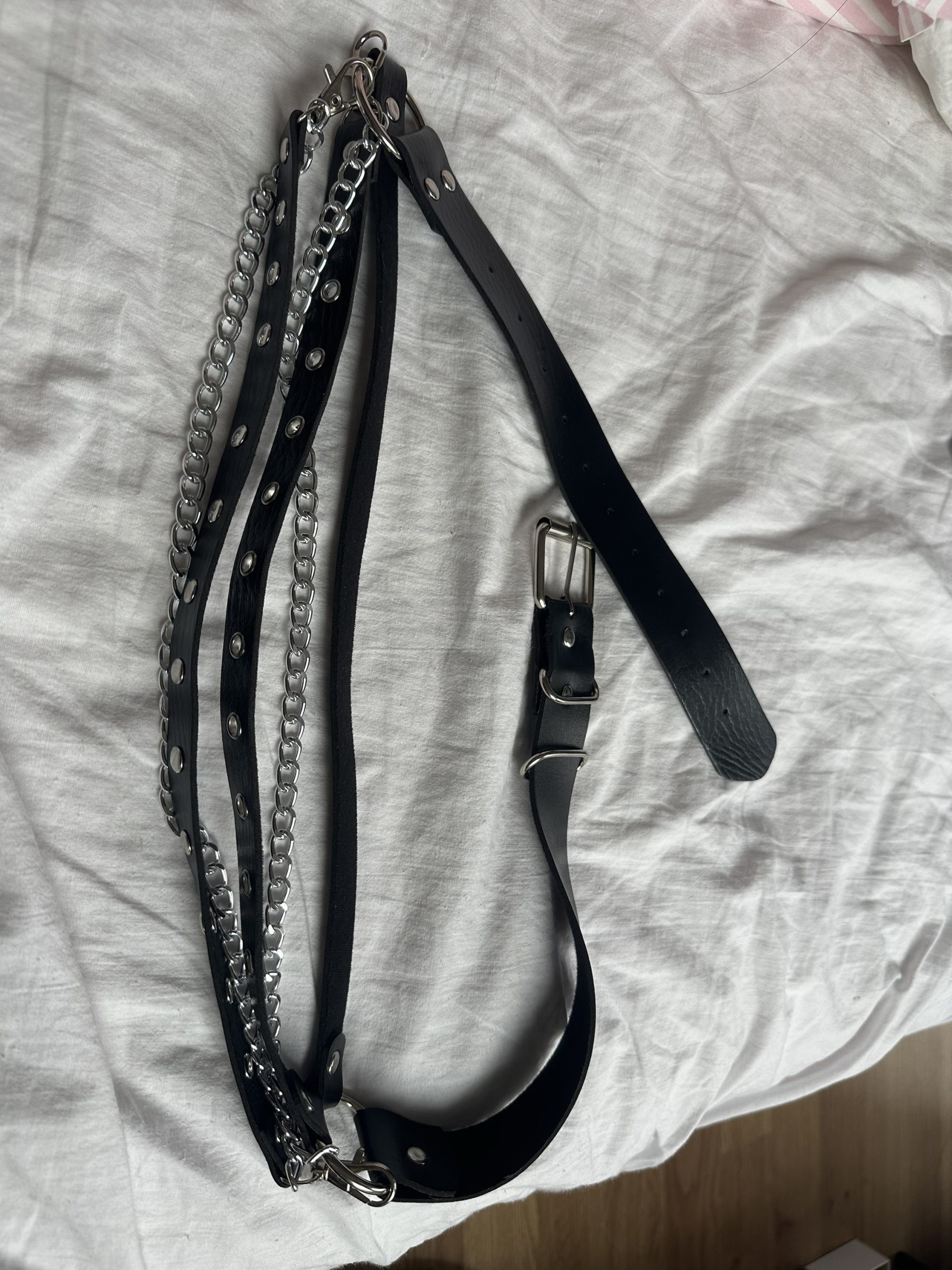 Y2K Layered Vegan Leather Belt, Punk and Gothic Adjustable Strap - Image 12