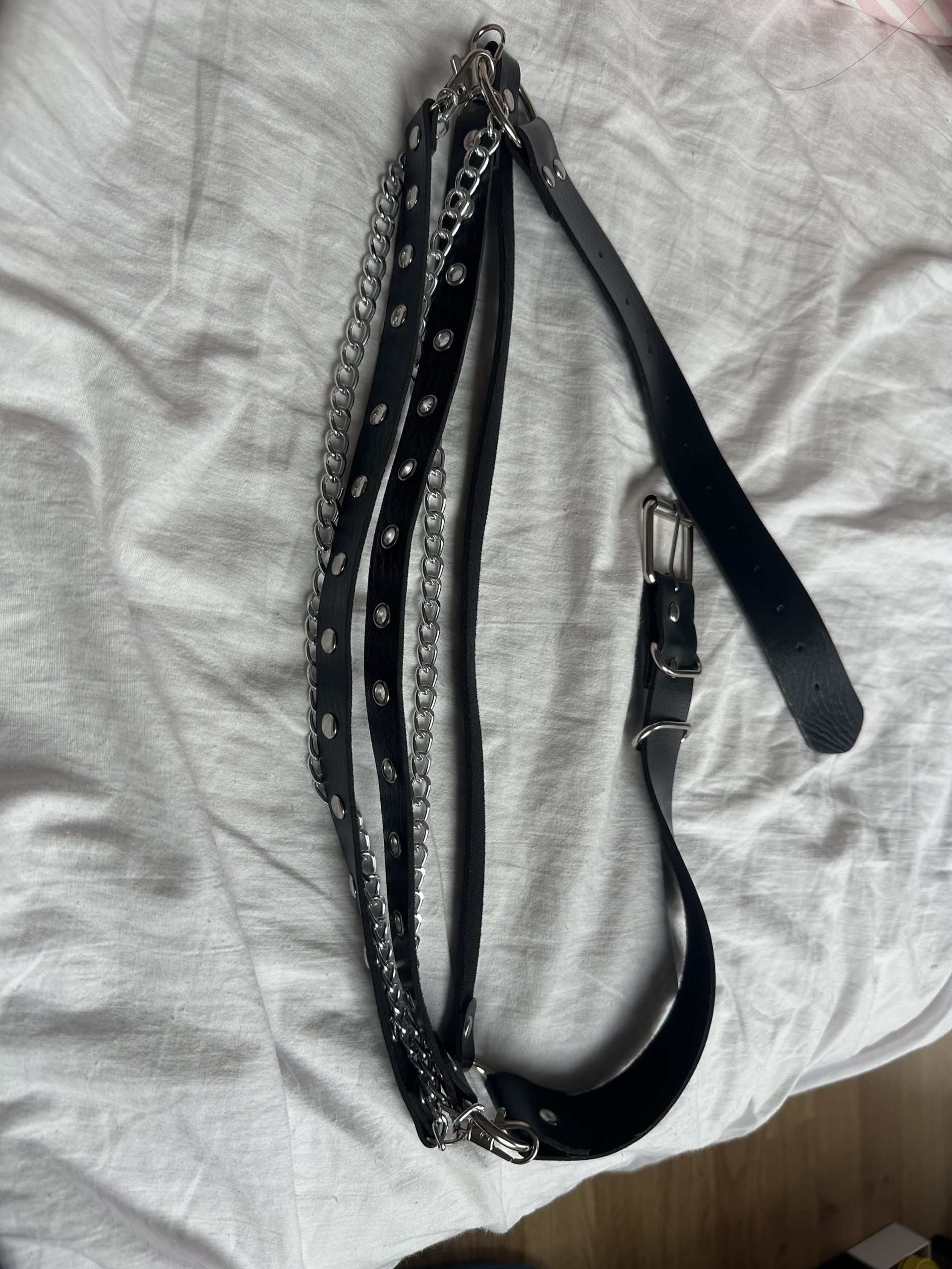 Y2K Layered Vegan Leather Belt, Punk and Gothic Adjustable Strap - Image 13
